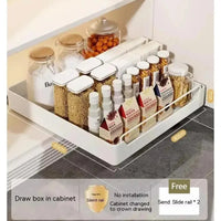 Kitchen Storage metal holdetr with Slide Rails Pull-out Drawer Storage Tray Spice Storage Rack Cabinets Organizer